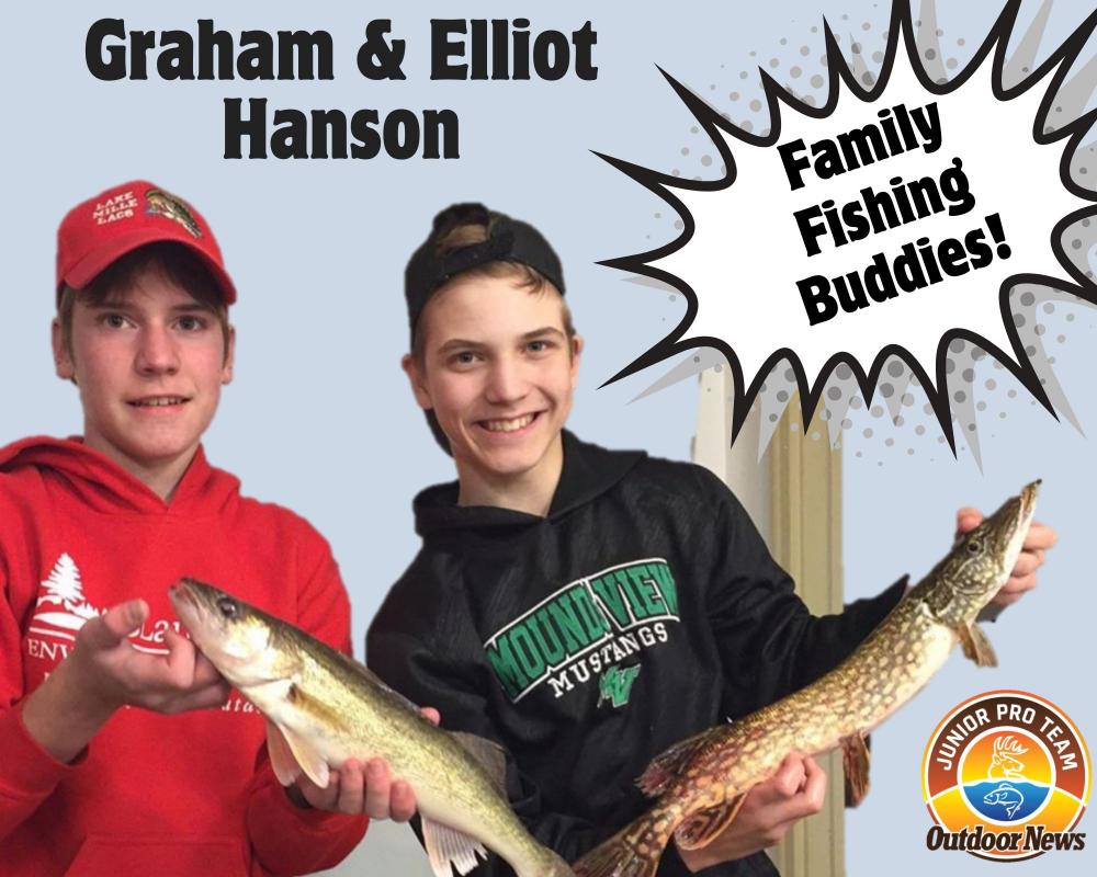 Brothers who fish together Graham and Elliot Hanson with pike and walleye they caught fishing together