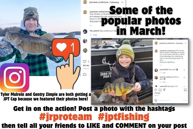 Post your photo and add the JPT hashtags #jrproteam and #jptfishing and then tell your friends to like and comment on it. You could win a prize!